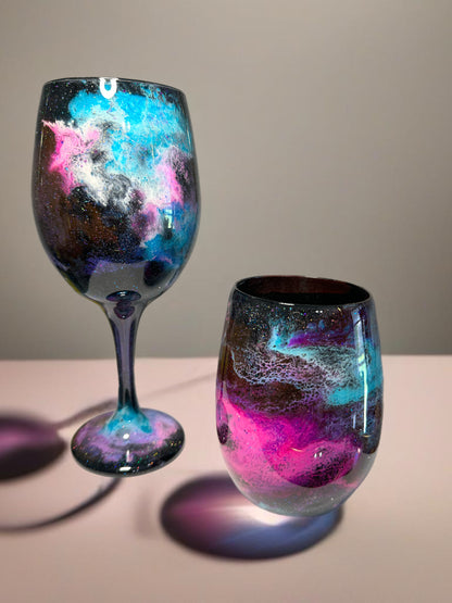Galaxy Wine Glasses and Drinkware-Handmade