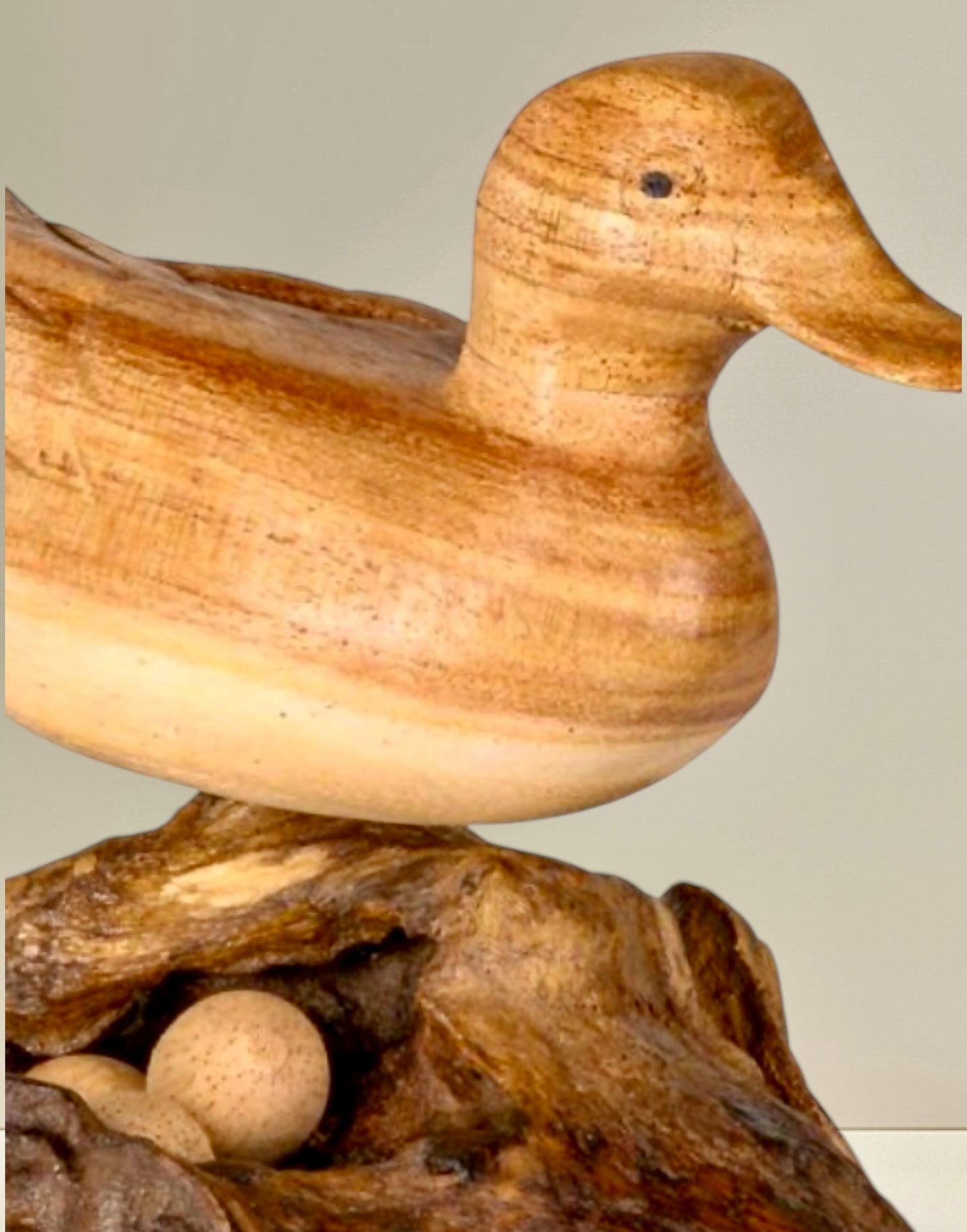Duck with Eggs Sculpture Driftwood