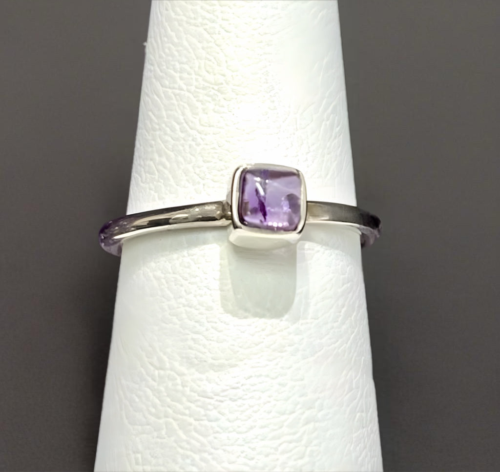 Dainty 925 Sterling Silver Amethyst Ring
