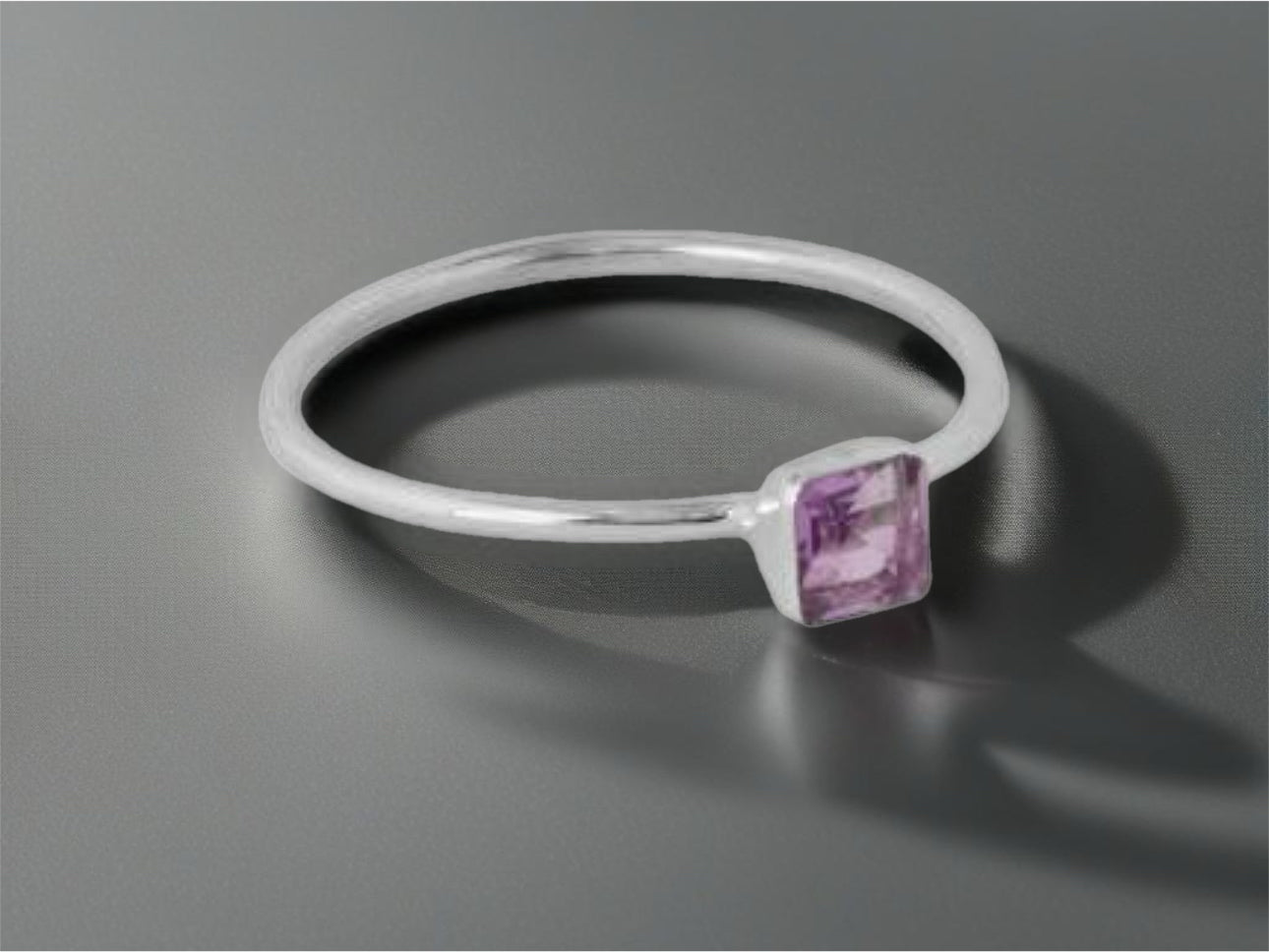 Dainty 925 Sterling Silver Amethyst Ring