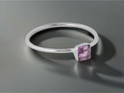 Dainty 925 Sterling Silver Amethyst Ring