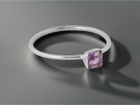 Dainty 925 Sterling Silver Amethyst Ring