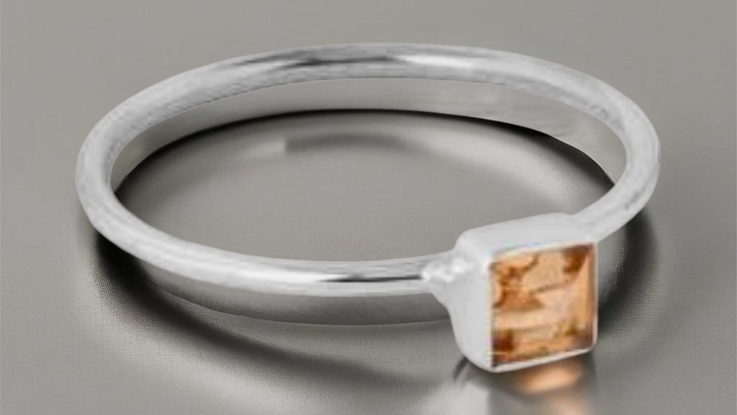 Dainty 925 Sterling Silver Citrine Ring
