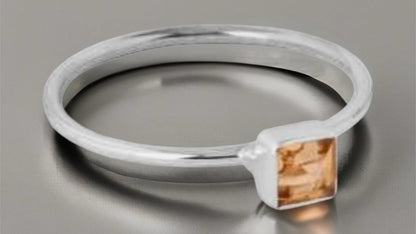 Dainty 925 Sterling Silver Citrine Ring