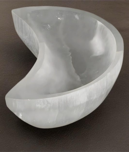 Selenite Crescent Moon Trinket Bowl