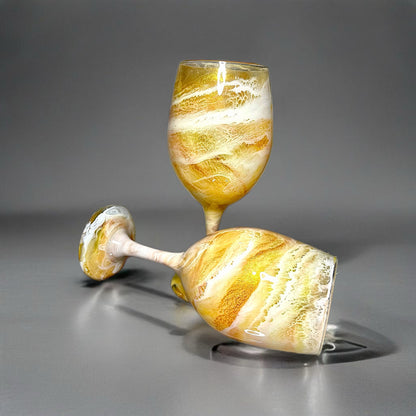 Yellow and White Wine Glasses and Drinkware-Handmade