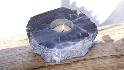 Blue Quartz Candleholder with Smooth Top