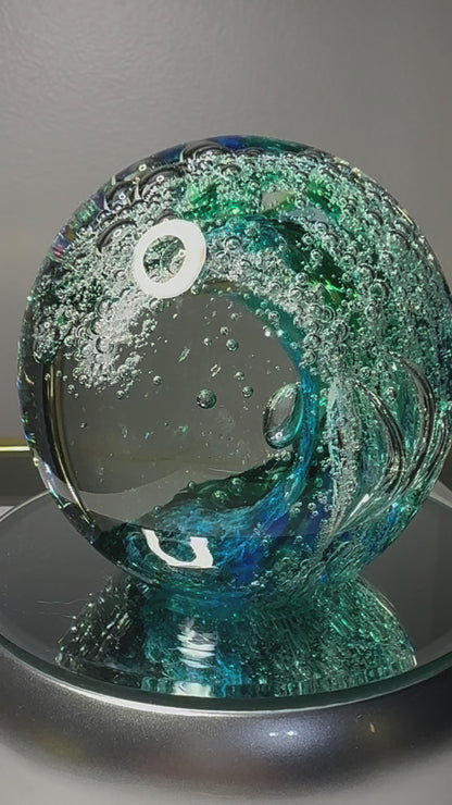Ocean Wave Glass Art Sculpture-Paperweight