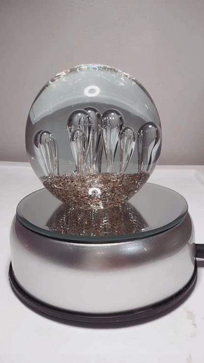 Ocean Bubbles and Mica Sand Glass Art Sculpture-Paperweight