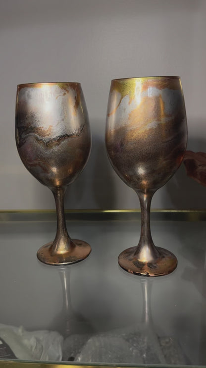 Pressed Metallic Wine Glasses and Drinkware-Handmade